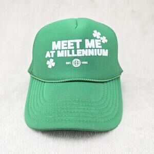 Vintage Meet Me At Millennium Trucker Hat Cap Green Y2K 90s Otto Shamrock